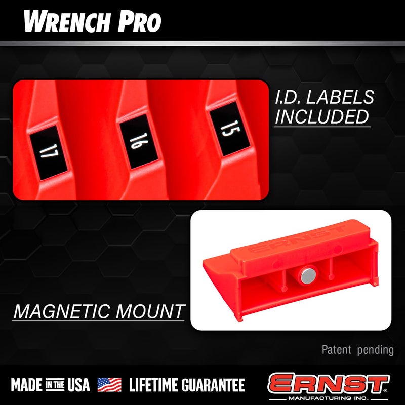 Ernst Manufacturing Wrench Pro - منظم مفاتيح ربط معياري لـ 20 أداة بقاعدة مغناطيسية (أحمر) - صنع في الولايات المتحدة الأمريكية - Image 4